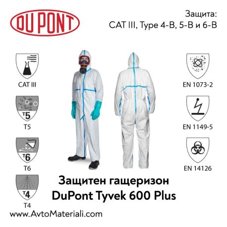 Защитен гащеризон DuPont Tyvek 600 Plus